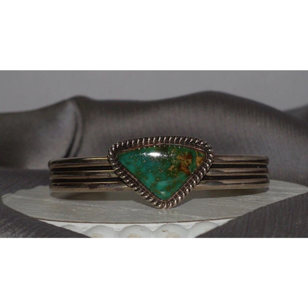 Native American Sterling Turquoise Cuff Bracelet 43.56G / 6in